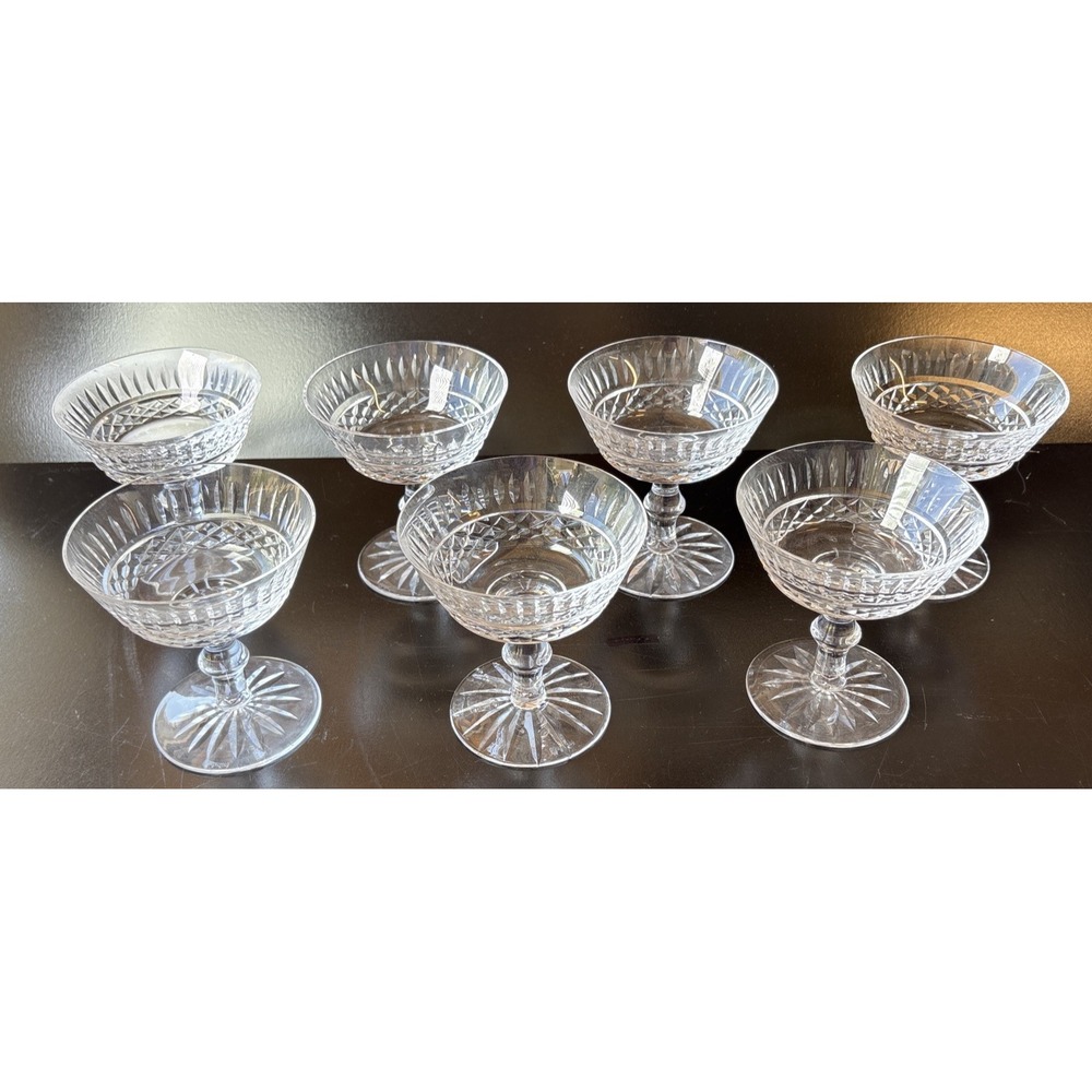 Waterford Tramore Cut Crystal 7 Champagne Tall Sherbet Glasses 4 1/2" (L)